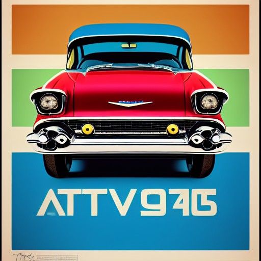 1957 Chevy: Pop Art Screen Print in Bauhaus Style