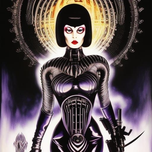 Gritty Space Cowgirl in Inkpunk Style