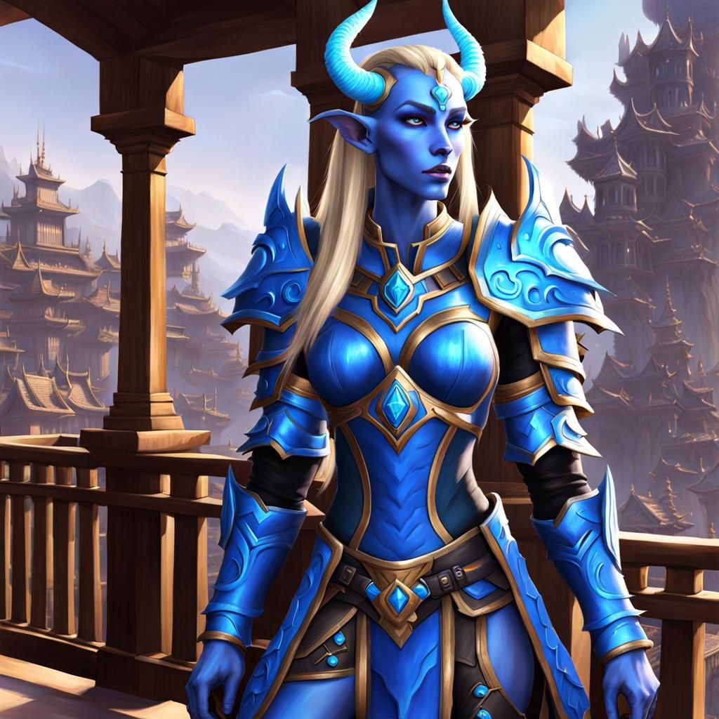 Photorealistic Draenei Female on Exodar Balcony