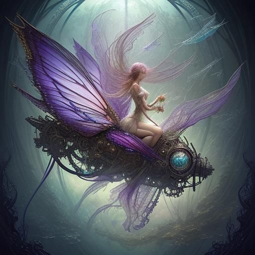 Transparent Glass Airplane with Steampunk Engine