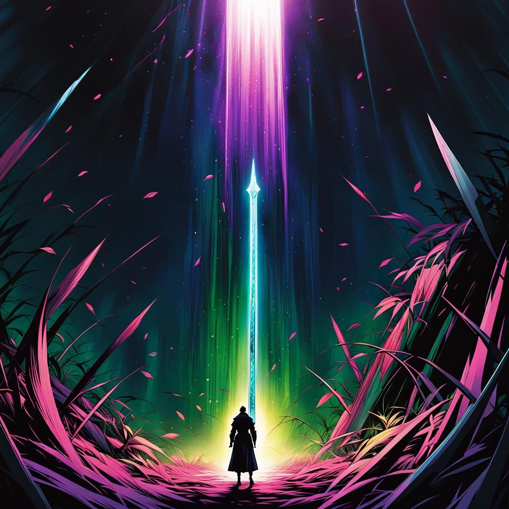 Anime Style Weapons on Grassy Ground