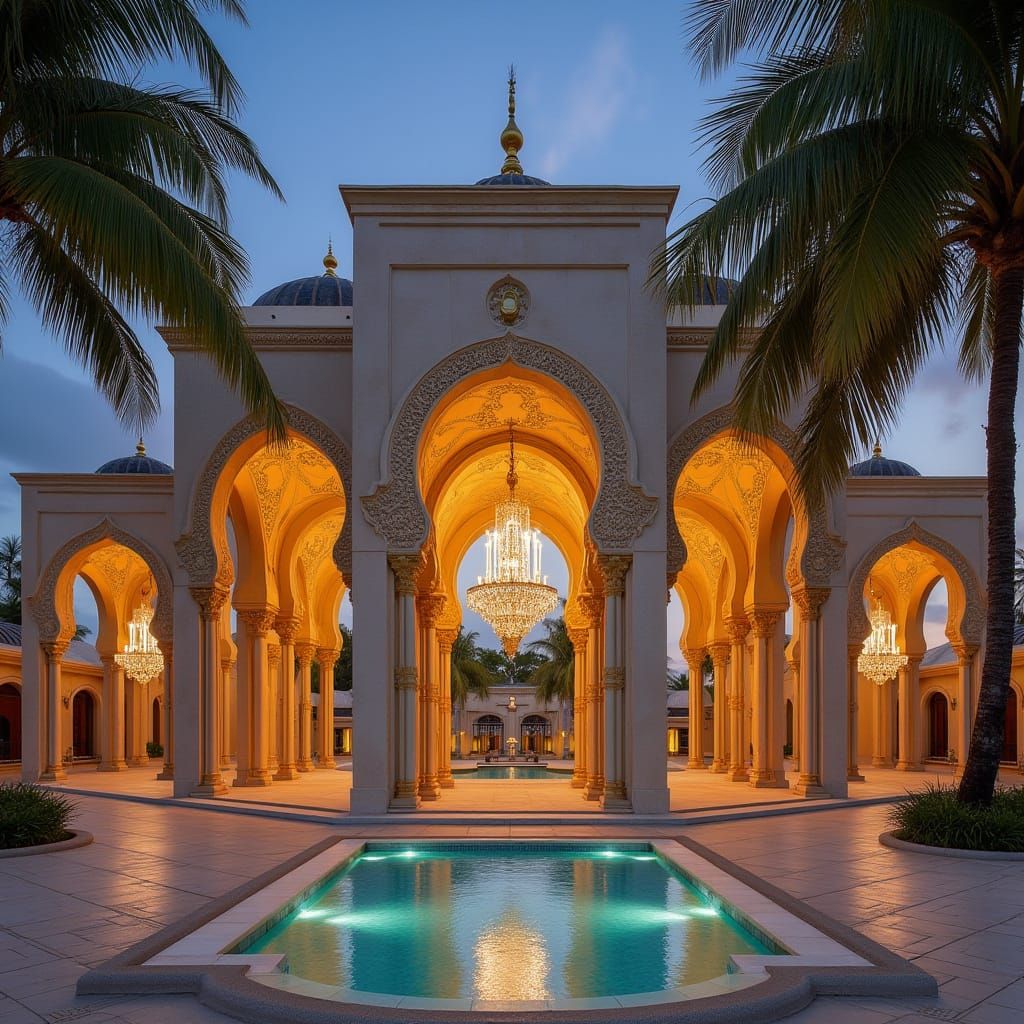 Mosque on Banana Island with Moorish Architecture