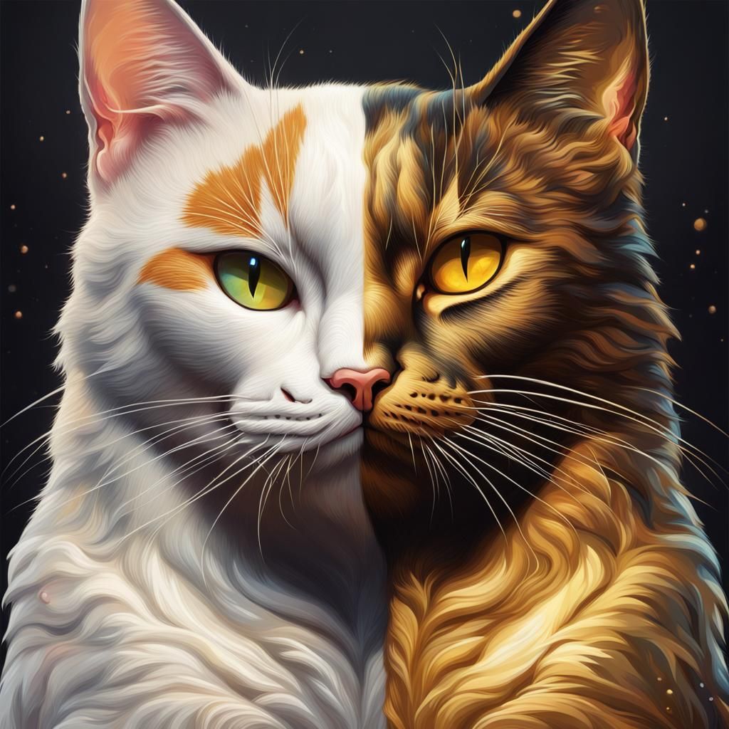 Yin-Yang Diamond and Golden Cats in Splash Art