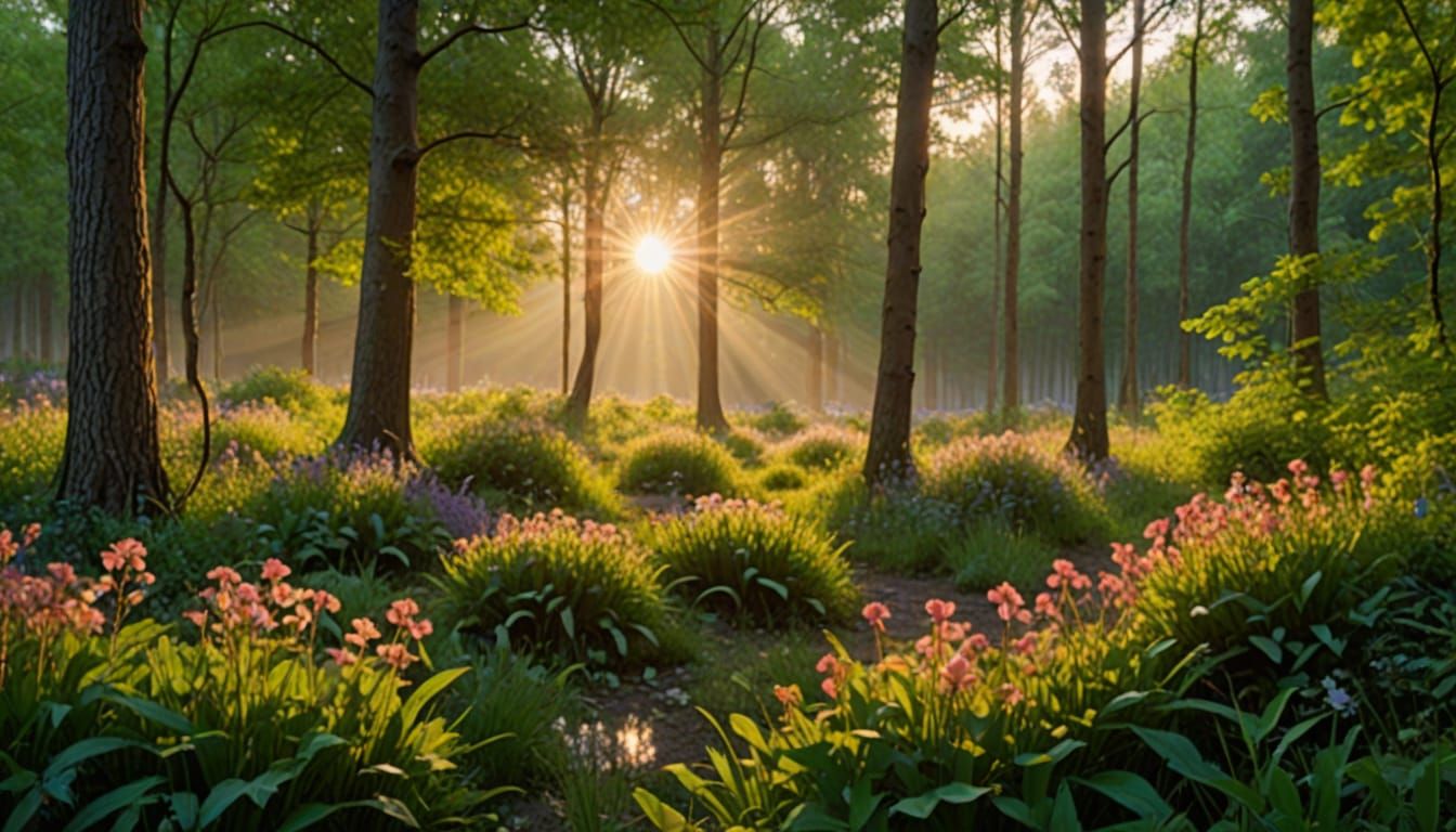 Morning Sunrise in Vibrant Forest Landscapes