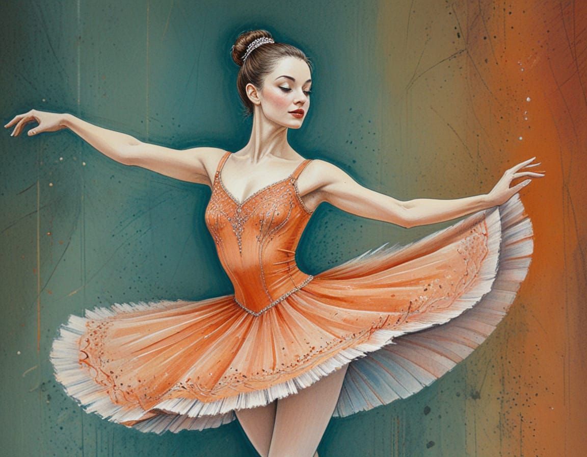 Ballet Dancer in Whimsical Hand-Drawn Cartoon Style