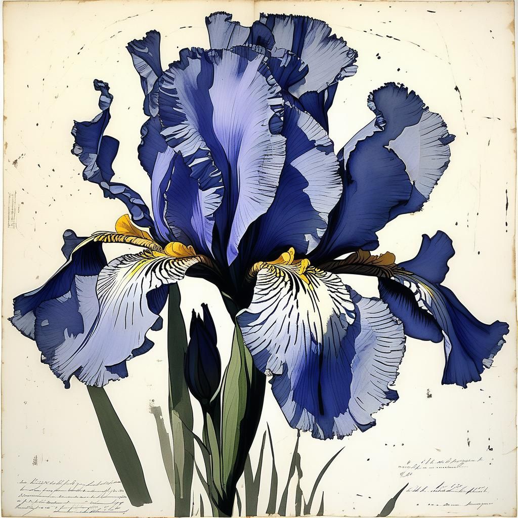 Iris Blossom in Style of Kentridge and Reiniger