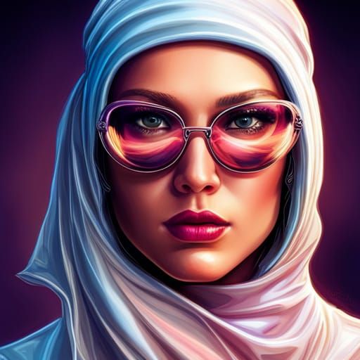 Attractive Woman in Balaclava: 3D Fantasy Art