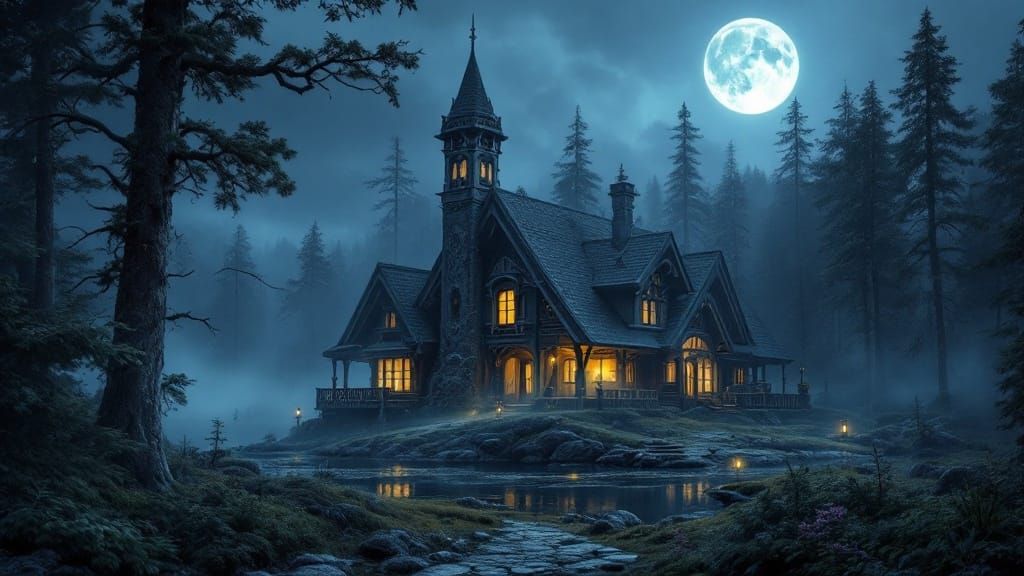 Enchanted Viking Forest Retreat in a Dreamlike Landscape