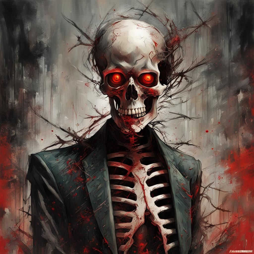 Demonic Undead Skeleton Lord in Detailed Matte Painting