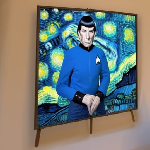 Spock as Starry Night Portrait in Pointillism Style