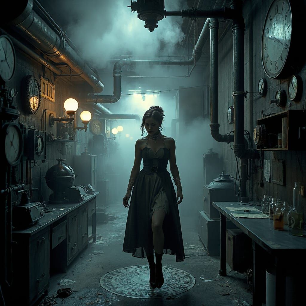 Steampunk Alchemist in Victorian Laboratory