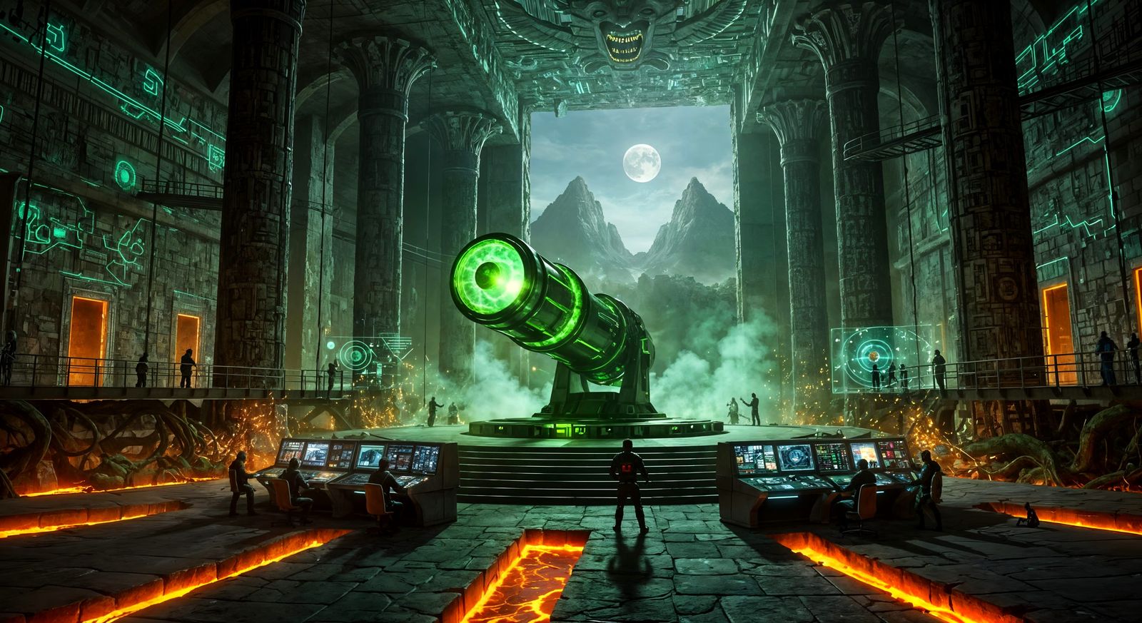 Mayan Temple Lair With Giant Laser Aimed At Moon