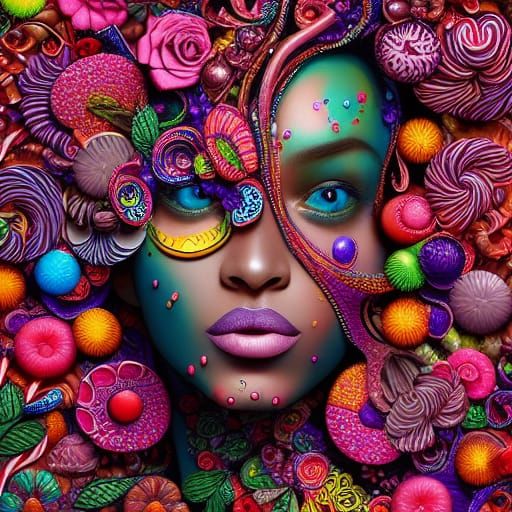 Candy Girl: Hyperrealistic Liquid Floral Masterpiece
