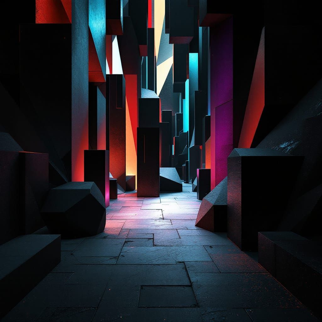 Abstract Geometric Vortex in Rich Jewel Tones