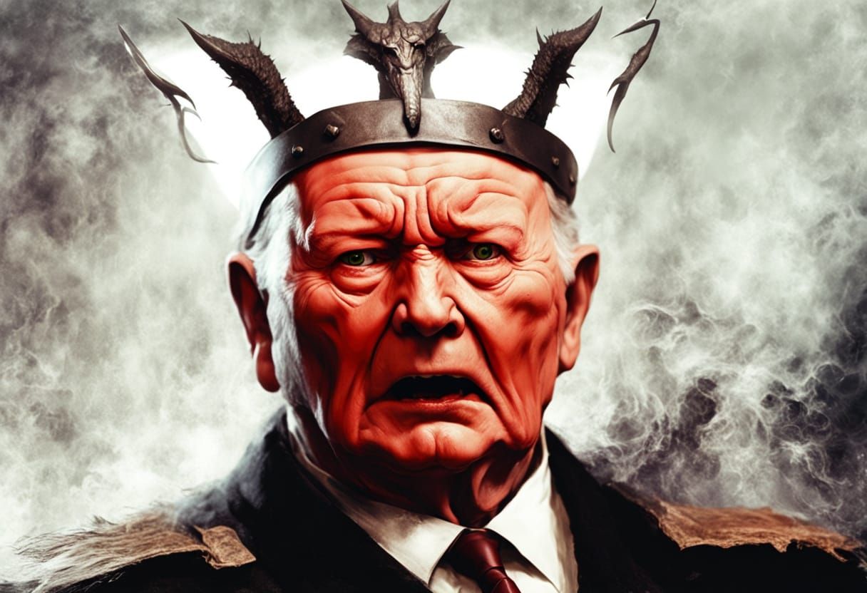 Toothless Satan in Fury: Dark Fantasy Portrait