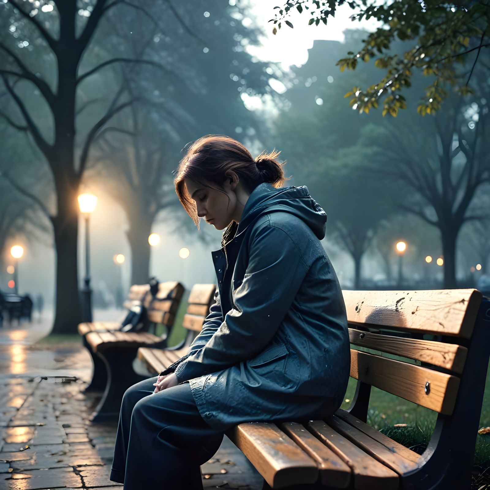 Soulful Woman Longing for Lost Love in Melancholic Atmospher...