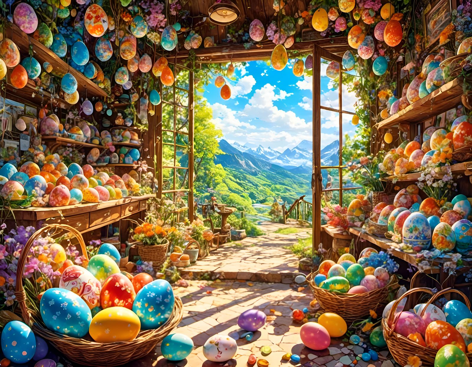 Easter Egg Mosaic in Vibrant Candyland