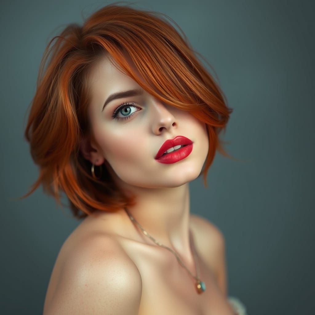 Glamorous Redhead Model Exudes Confidence