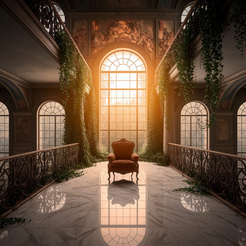 Charming Haunted Atrium at Sunset, Fine Art Photograph