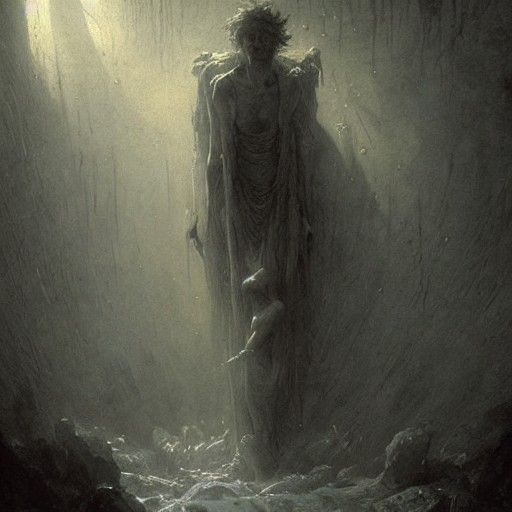 Distressed Figure in Horror Art Style