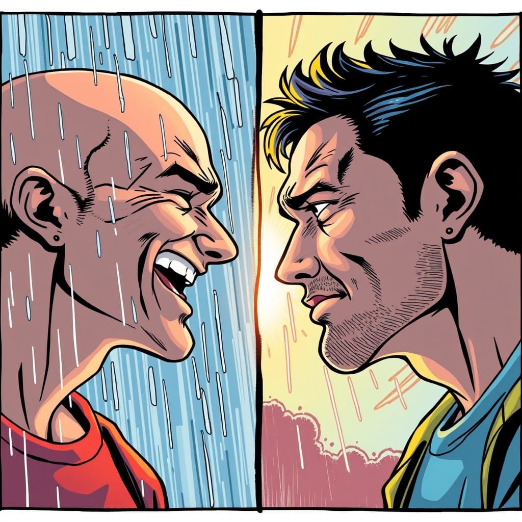 Contrasting Men in Comic Book Style
