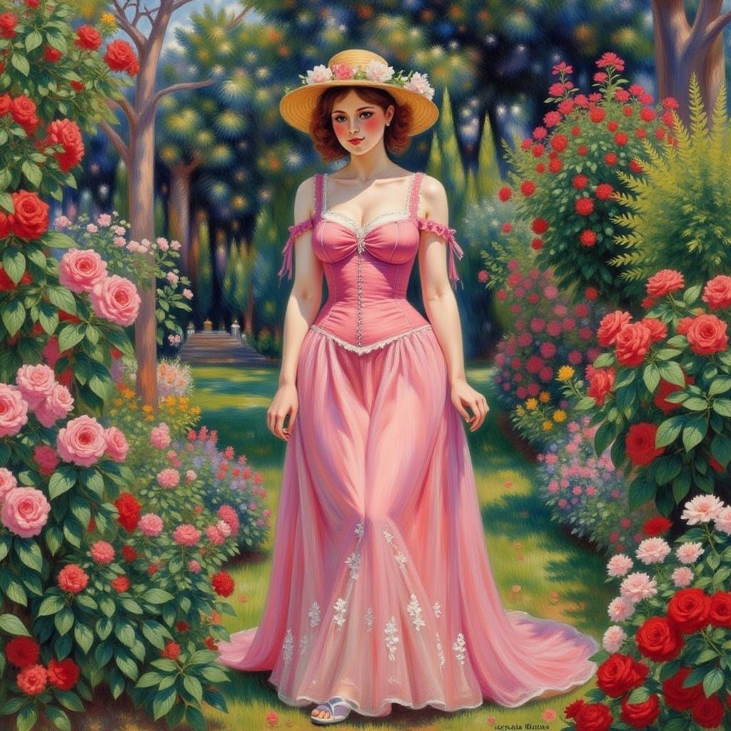 Ethereal Garden Beauty in Art Nouveau Style