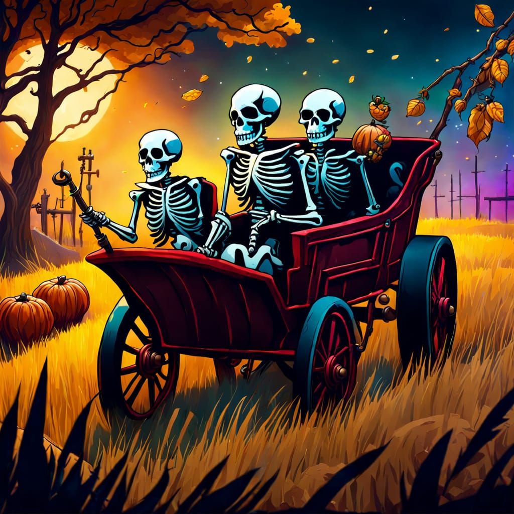 Skeletons on Hay Ride at Nightmare Harvest Festival