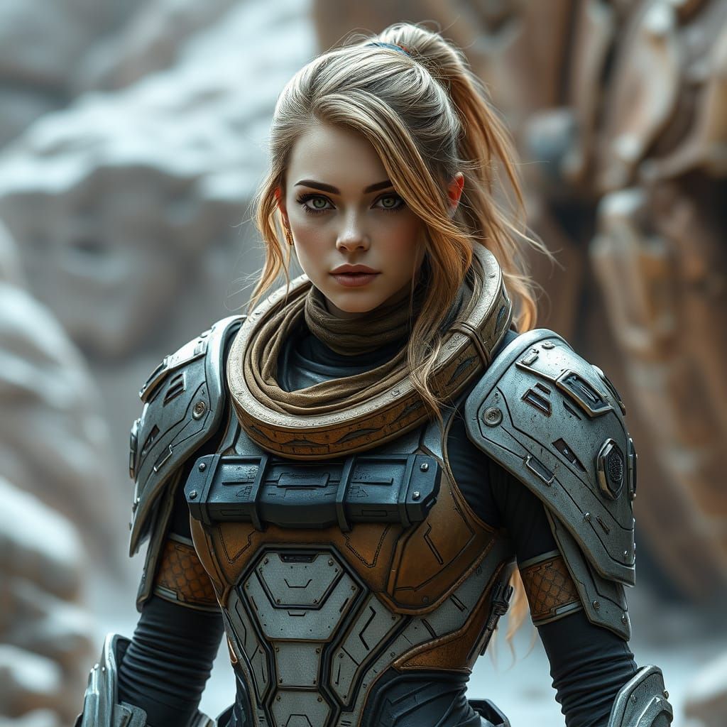Surreal Woman in Futuristic Armor