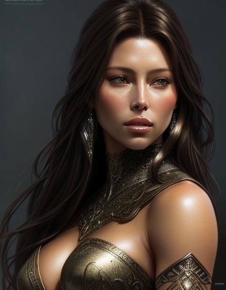 Portrait of Young Woman in Luis Royo Style