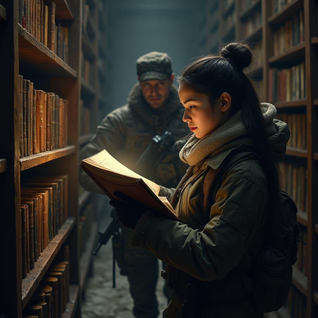 Librarian and Soldier in Secret Dark Library