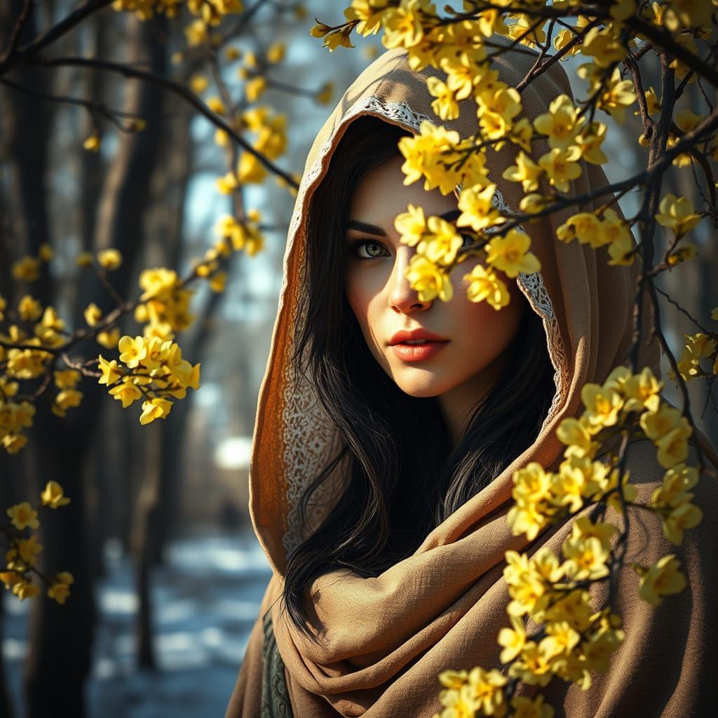 Ethereal Spring Enchantress Hidden in Bloom