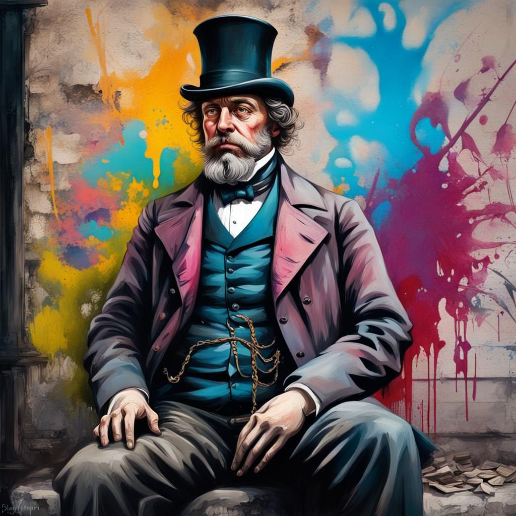 Victorian Man in Graffiti Splash Art Style
