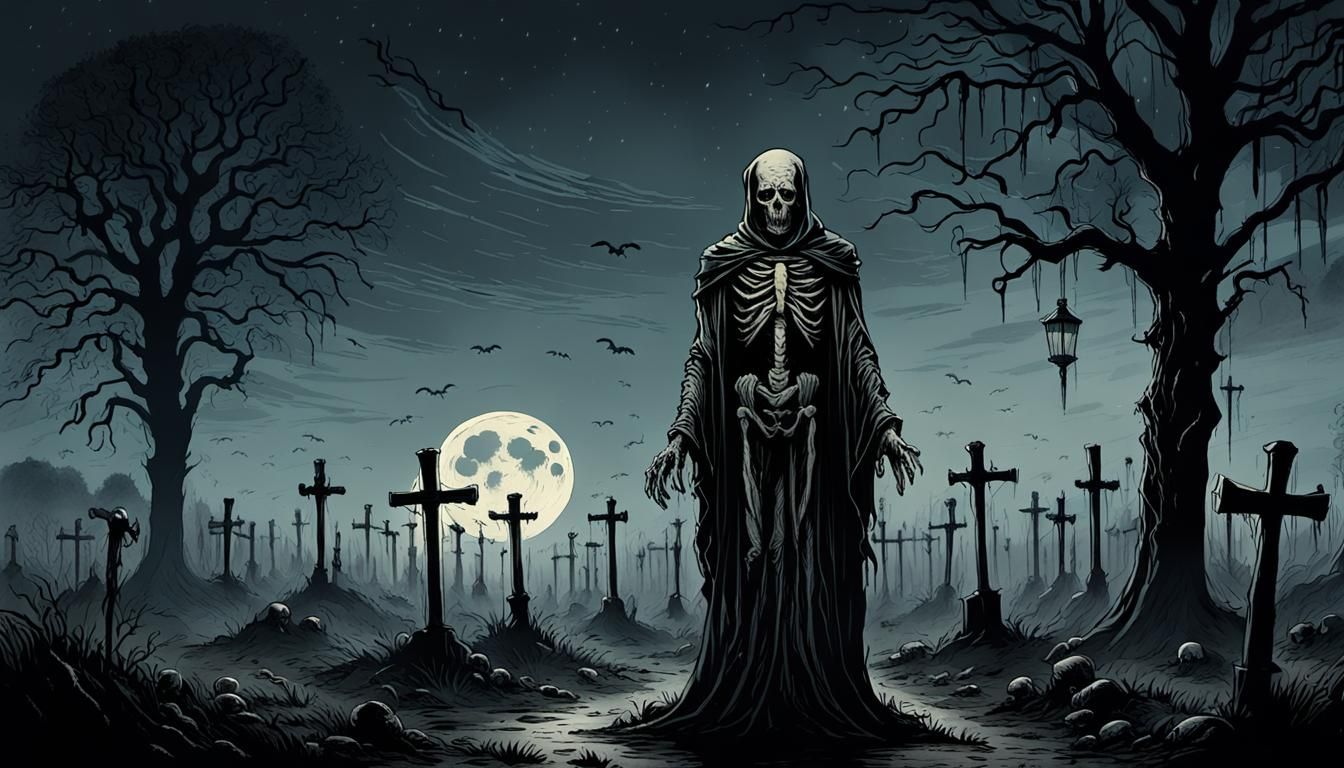 Grim Dark Horror: Mutilated Performer in Gothic Etching Styl...