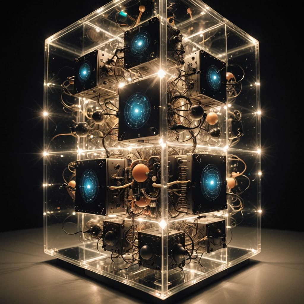 Surreal Alien Lifeform in Illuminated Cube