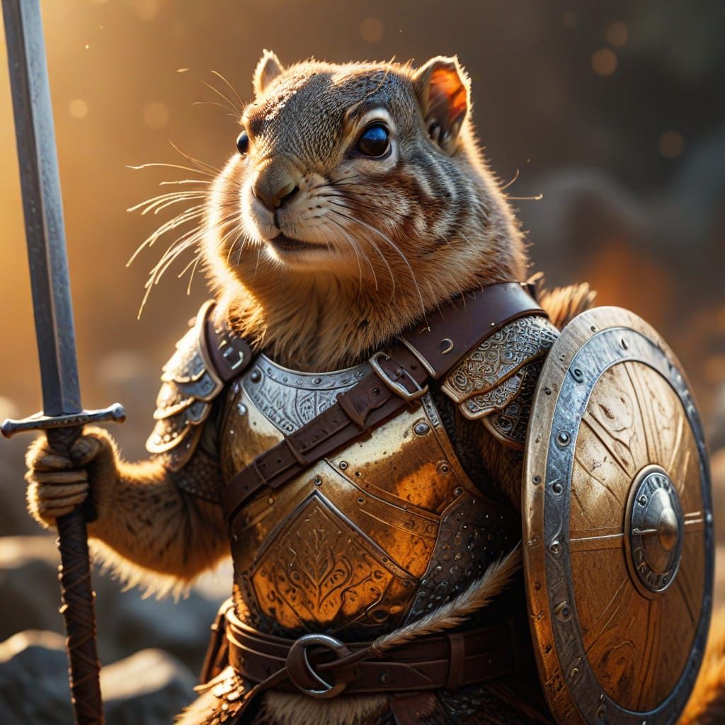Viking Warrior Richardson Squirrel in Epic Fantasy Armor
