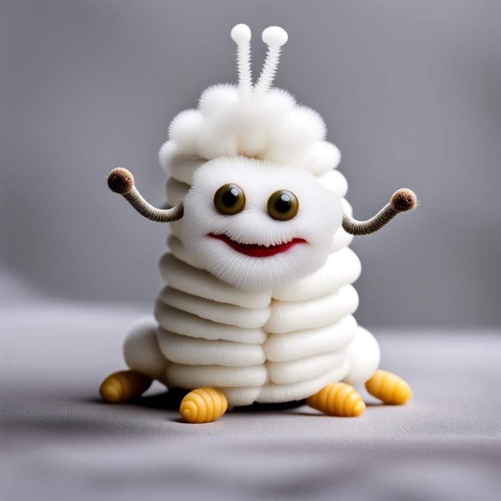 Fuzzy Silkworm Celebrates Birthday with Cake