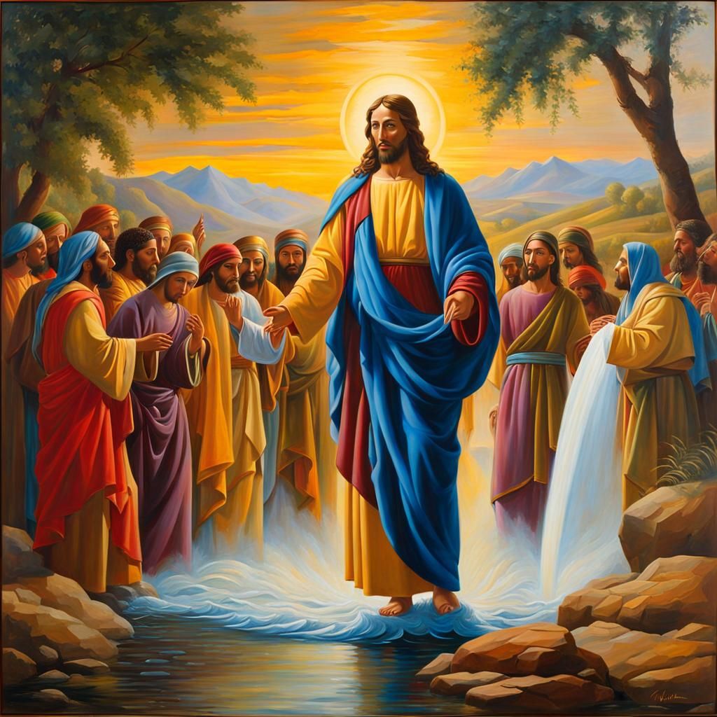 Jesus Offers Living Water: Impasto Painting in Vivid Colors