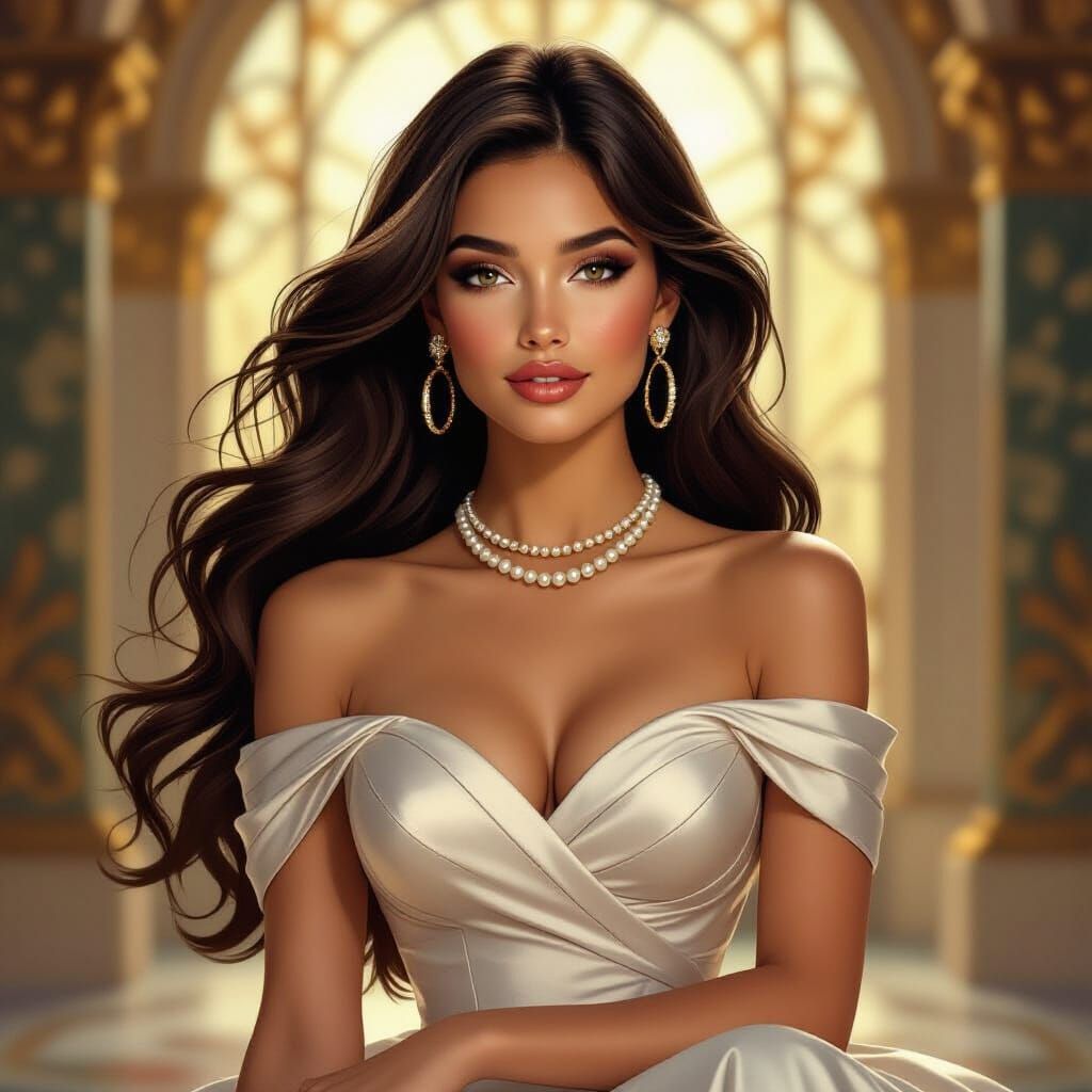 Brunette Elegance in Art Nouveau Style