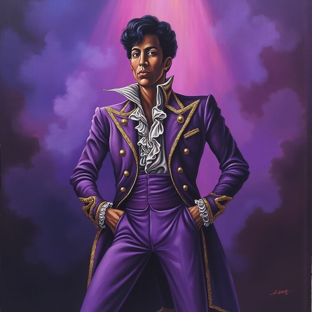 Majestic Prince-Inspired Figure on Concert Stage