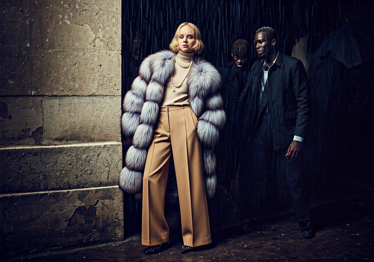 Elegant Swedish Aristocrat Under Rainy Parisian Night