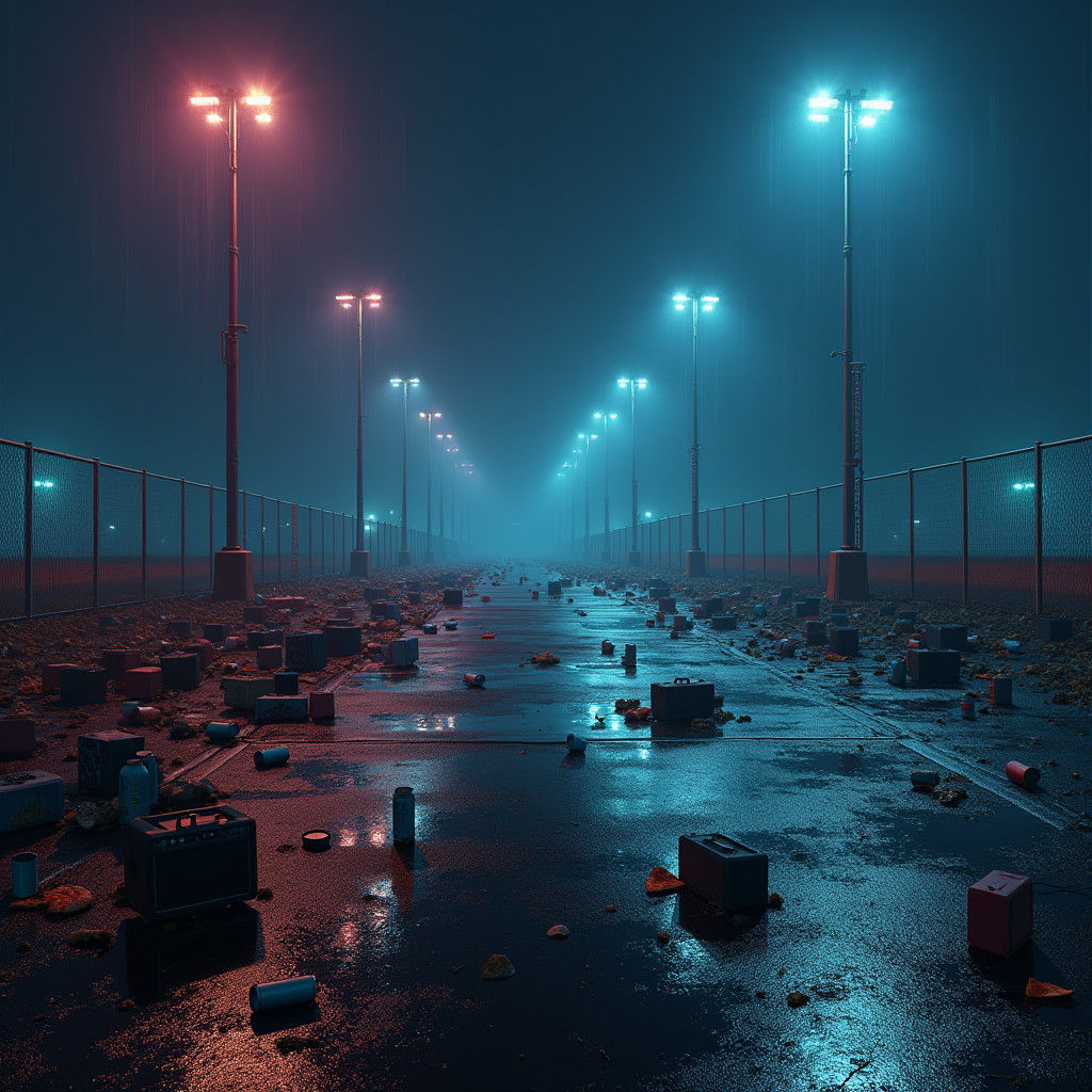 Night Parking Lot in Cyberpunk Style