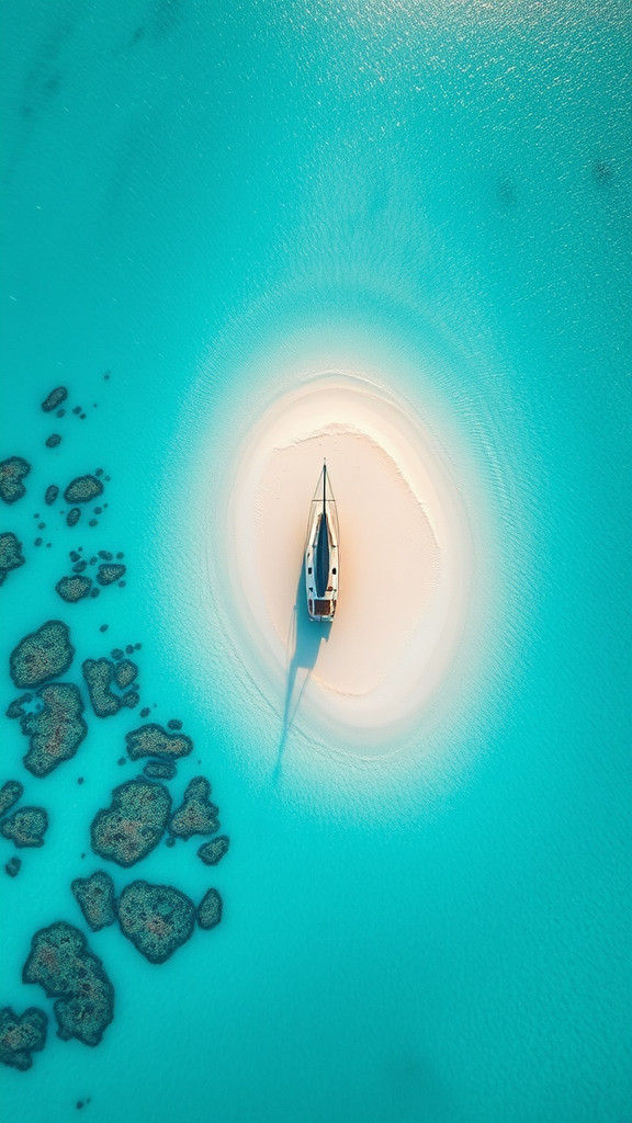 Minimalist Sailboat in Turquoise Maldives Waters