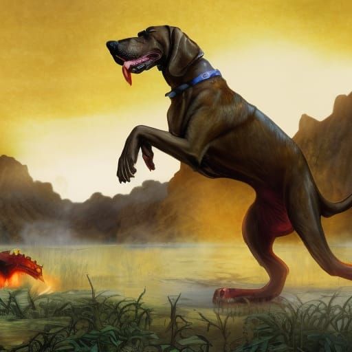 Fiery Bloodhound of the Baskervilles in 3D Cel-Shading