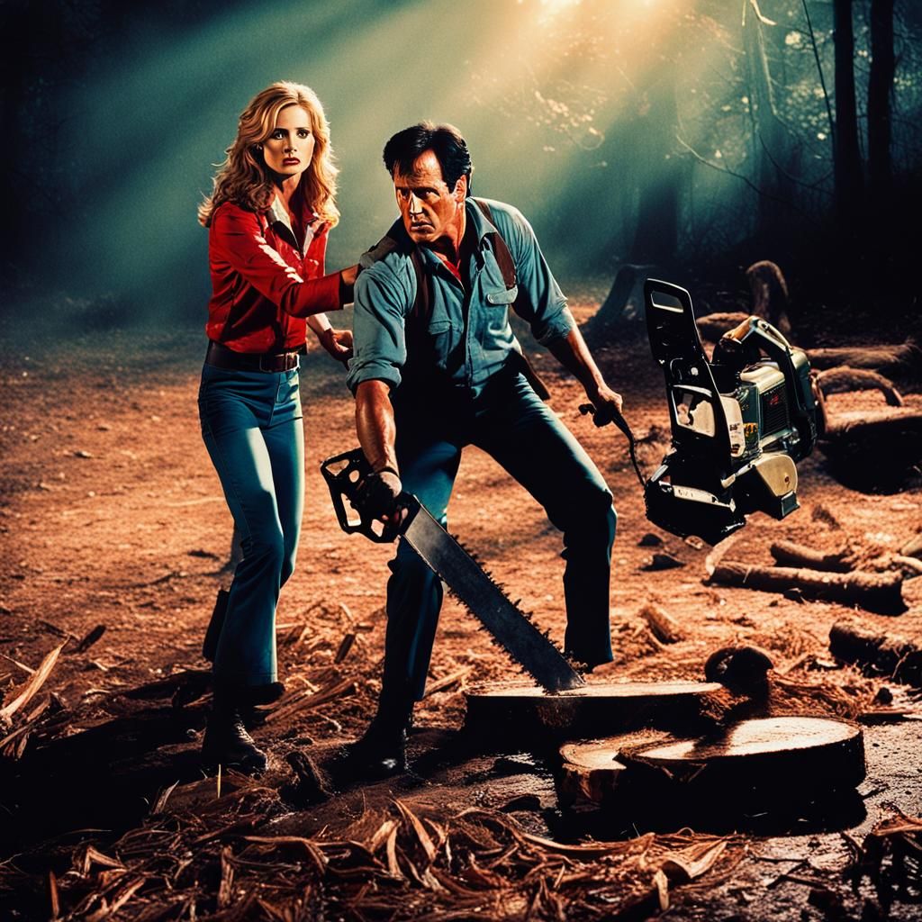 Ash vs Buffy: Cinematic Film Still