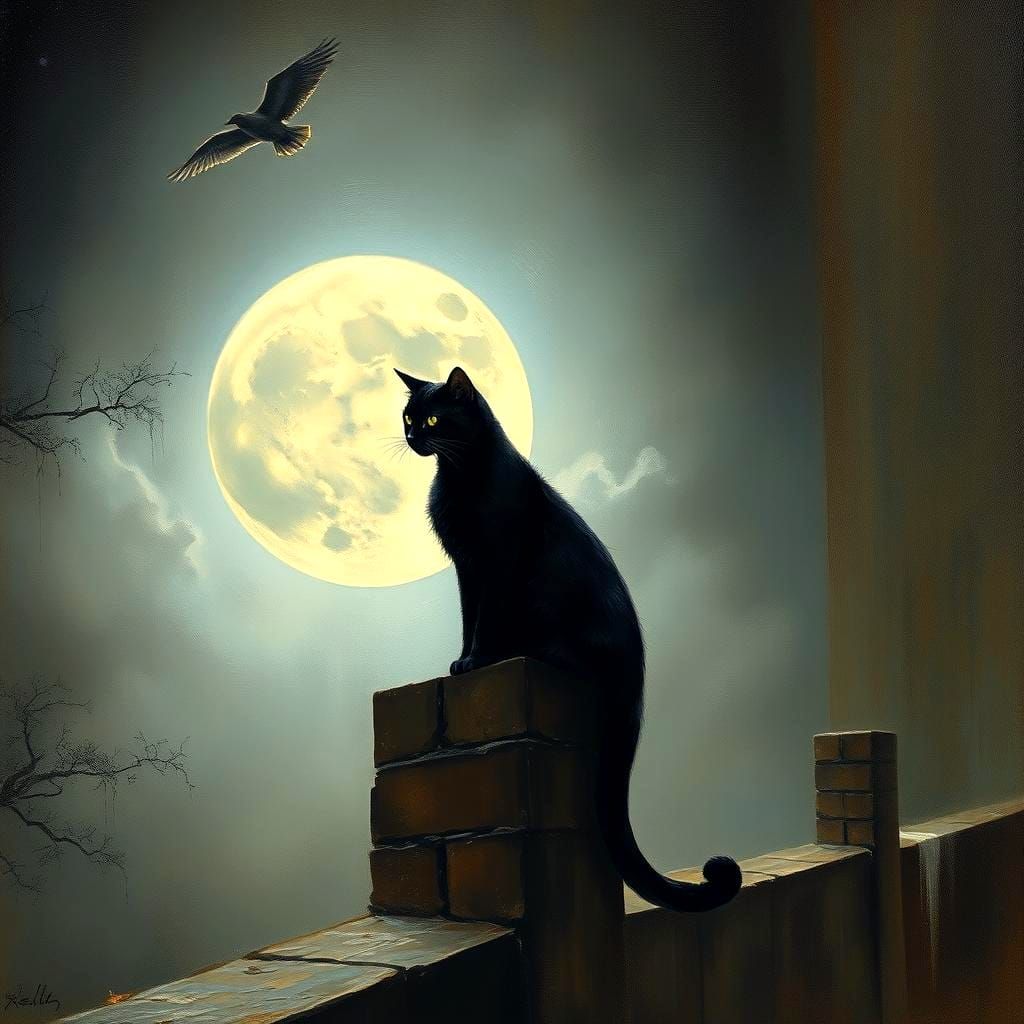 Moon, Black Cat and superstitions