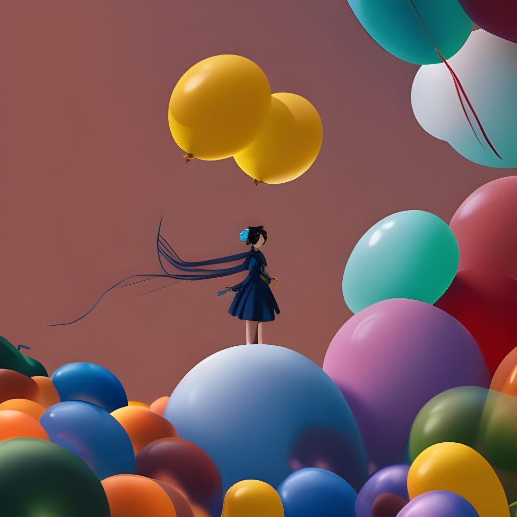 Woman Flies Over Balloon World: Anime Key Visual