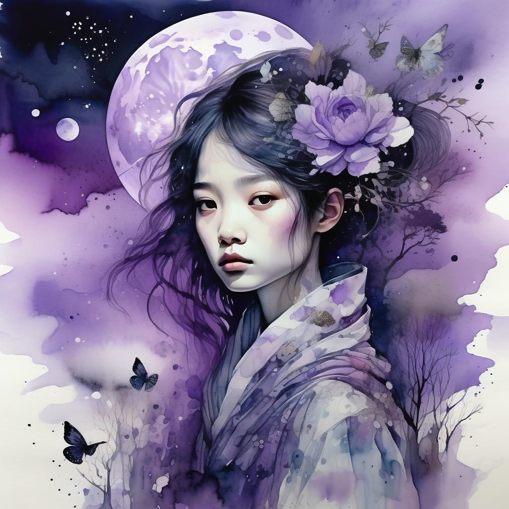 Purple Watercolor and Alcohol Ink Masterpiece