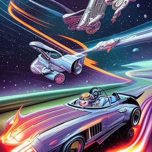 Epic Space Car Race: Comic Book Art