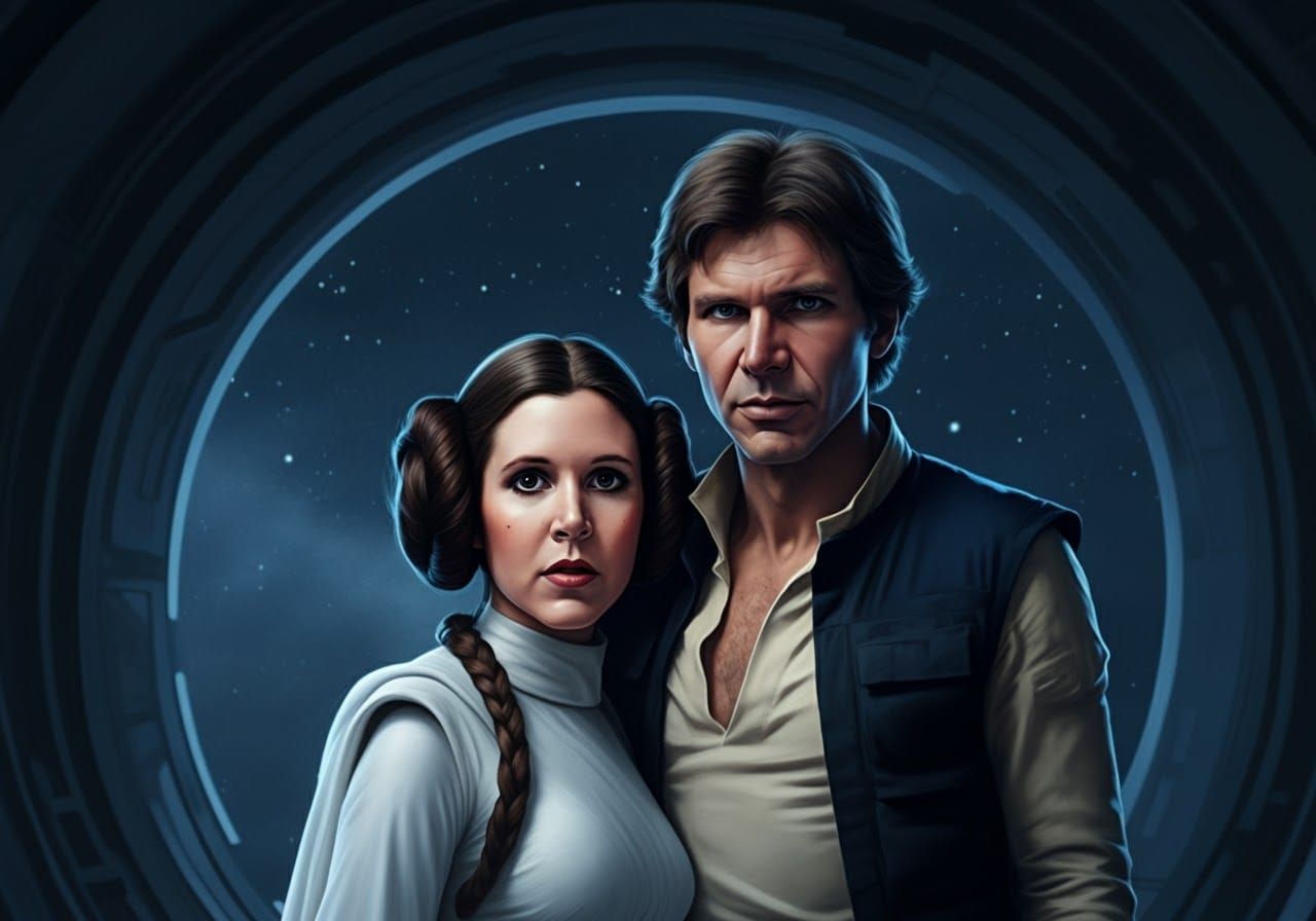Han and Leia on Cloud City: Photorealistic Portrait