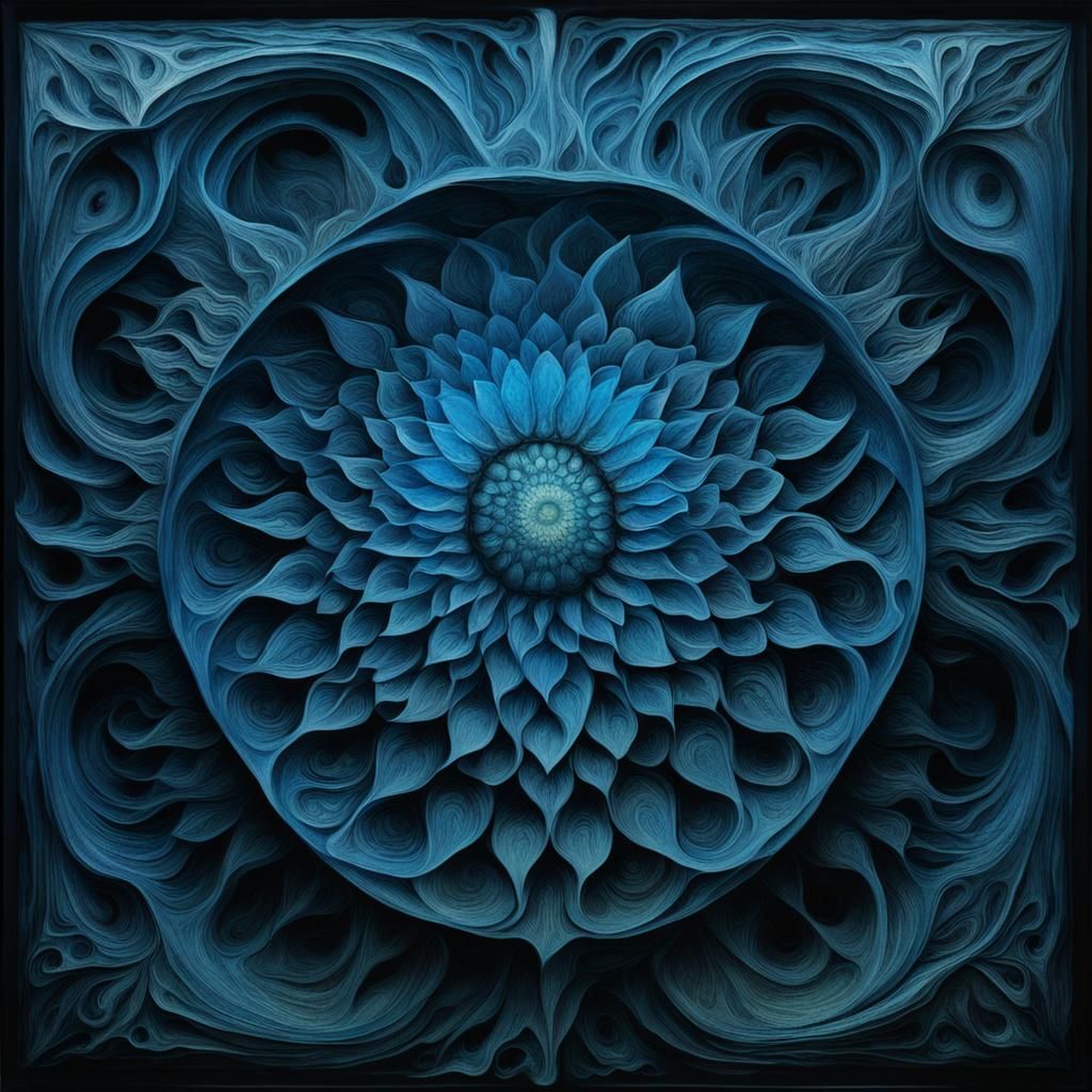 Azure Dream Flower in Biomechanical Style